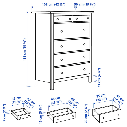IKEA HEMNES Chest of 6 Drawers Brown Furniture Urban Sales